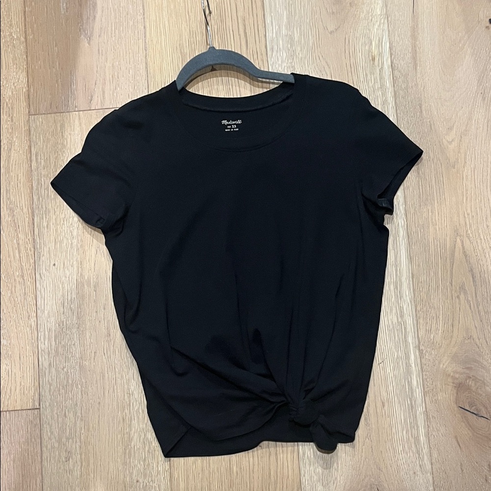 Madewell Black Short-Sleeve Knot Tee